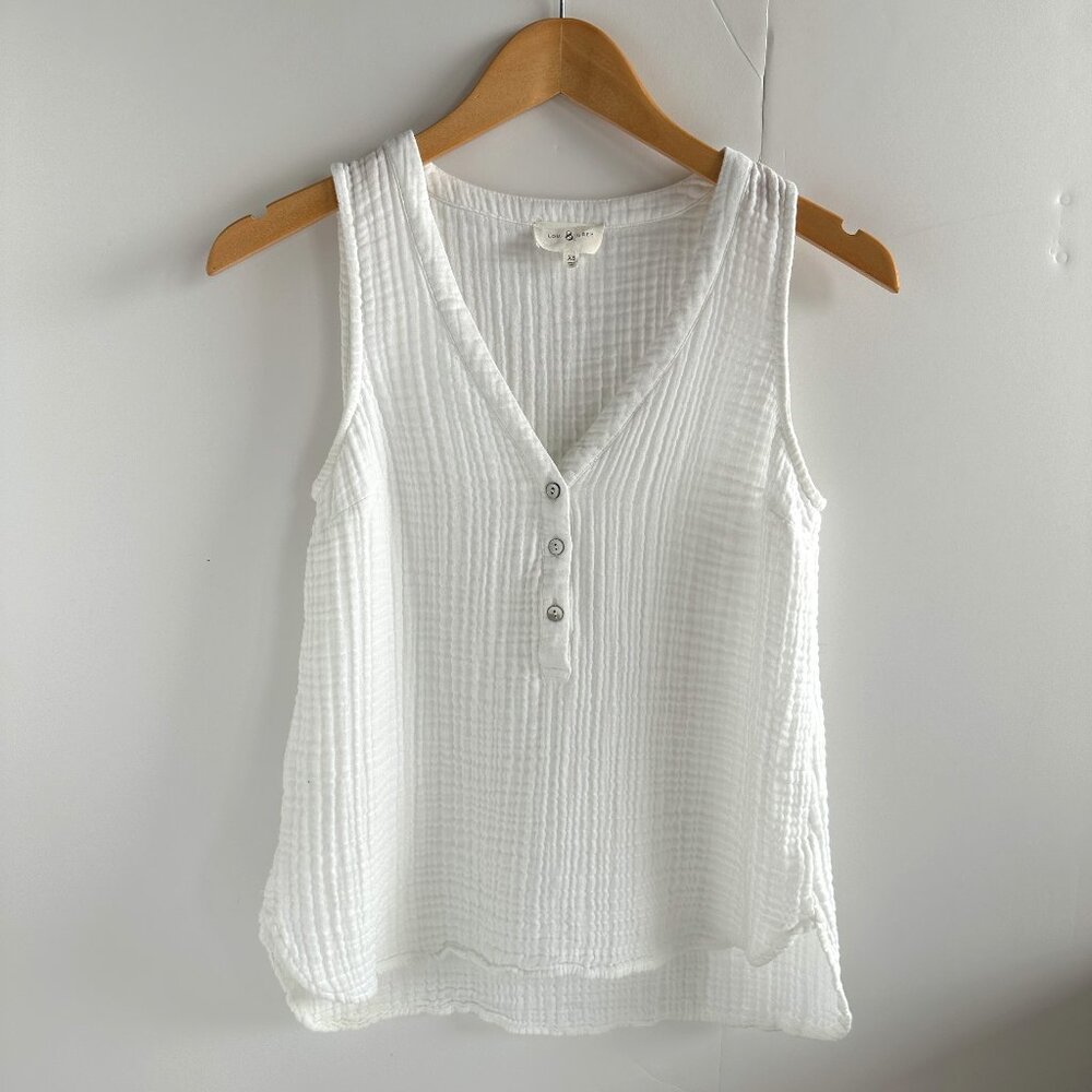 Lou & Grey White Gauze Tank Top